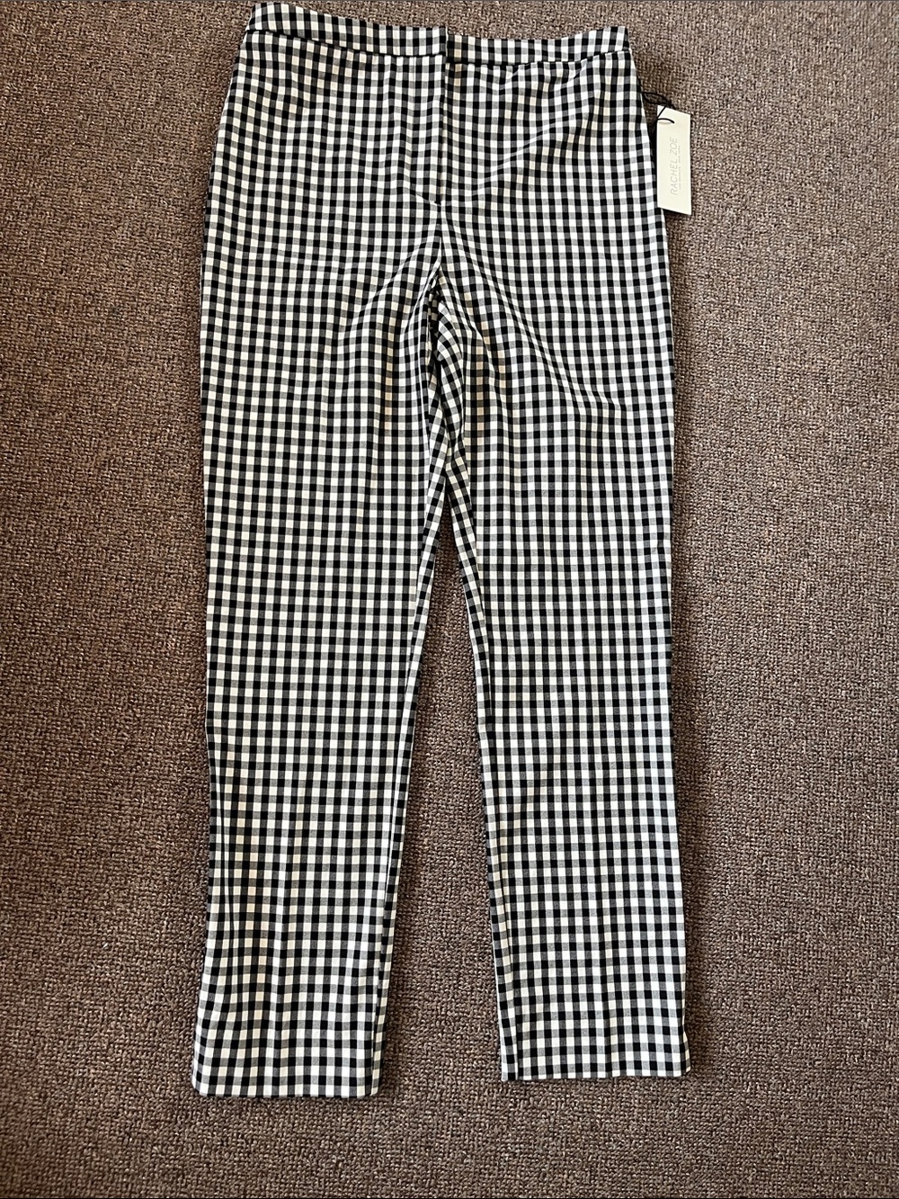 Rachel Zoe Black & White Gingham Straight-Leg Pants